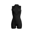 thumbnail image 3 of Qiylii Women Sleeveless Short Bodysuit, Solid Color Ribbed Front Half Zipper Slim Fit Jumpsuit Clubwear, 3 of 6