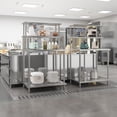 thumbnail image 4 of Bingirl Table de Travail en Acier Inoxydable avec Étagères Supérieures 36 x 24 Pouces Table de Préparation de Cuisine Robuste avec Tablette Réglable pour Restaurant Commercial Entrepôt Garage, 4 of 6