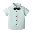 thumbnail image 3 of XAOFW Toddler Boys Girls Back To School Shirts Short Sleeve Lapel Collar Button Front Striped Shirts Child Kids First Day Of School Shirts Breathable Tops 4-5 Years, 3 of 8