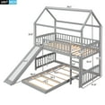 thumbnail image 3 of Churanty Twin Over Twin Bunk Bed with Slide, House Bunk Bed with Slide, Playhouse Bed for Kids Girls Boys,Gray, 3 of 12