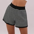 thumbnail image 2 of Olyvenn Women's Summer Casual Striped Shorts Elastic Waist Black White Black S, 2 of 5