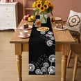 thumbnail image 2 of White Dandelion Table Runner - 70 Inch Long Spring Flowers Botanical Vintage Black Cotton and Linen Blended Dress Scarves Farmhouse Table Runner for Kitchen Dining, Coffee Table, 13" x 70", 2 of 8