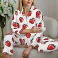 thumbnail image 6 of Pofeuu Hand Drawn Strawberry Print Womens Pajamas Set Long Sleeve Sleepwear Button Down Nightwear Soft Pj Lounge Sets Button Down Pajamas Women-Small, 6 of 7