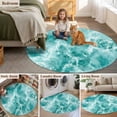 thumbnail image 5 of Ocean Waves Round Area Rug 6Ft Washable Circle Rugs for Bathroom Office, Abstract Turquoise Summer Beach Water Non-Slip Carpet Floor Mats Indoor Outdoor Carpet Runner Aesthetic Home Decor, 5 of 8