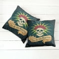 thumbnail image 6 of Ambesonne Sugar Skull Throw Pillow Cover 2 Pack, Day of Dead Grunge, 18", Dark Teal, 6 of 7