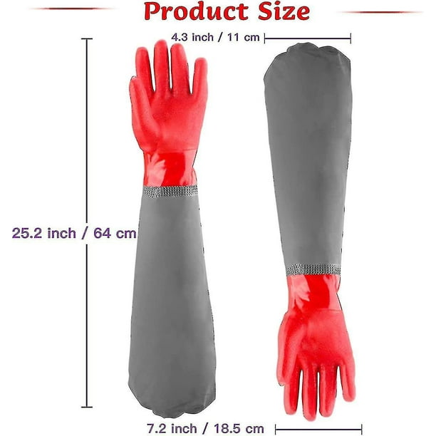 Guantes Largos De Limpieza De Estanques 70 Cm - Goma Impermeable, Antideslizantes, Protección Brazos