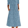 thumbnail image 4 of FASHIONWT Women Vintage Easter Printed Short Sleeve Crewneck Midi Pockets Dress, 4 of 4