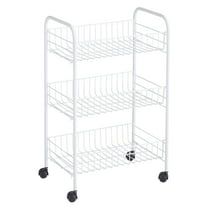 Rubbermaid Freestanding 3-Tier Mobile Wheeled Cart Storage Solution, White