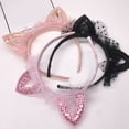 thumbnail image 3 of Cheers.US 3Pcs Kids Girls Children Cute Cat Ears Shape Gauze Sequins Headband Hairband Hair Hoop Accessories, 3 of 7