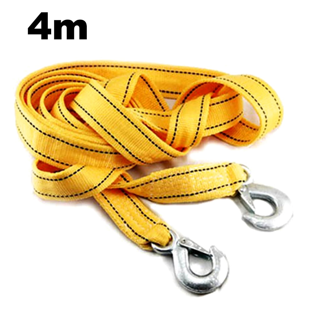 4M 4 Tons Car Tow Strap Cable Heavy Duty Trailer Towing Pull Rope with 2 Hooks Heavy Duty Tow Strap 