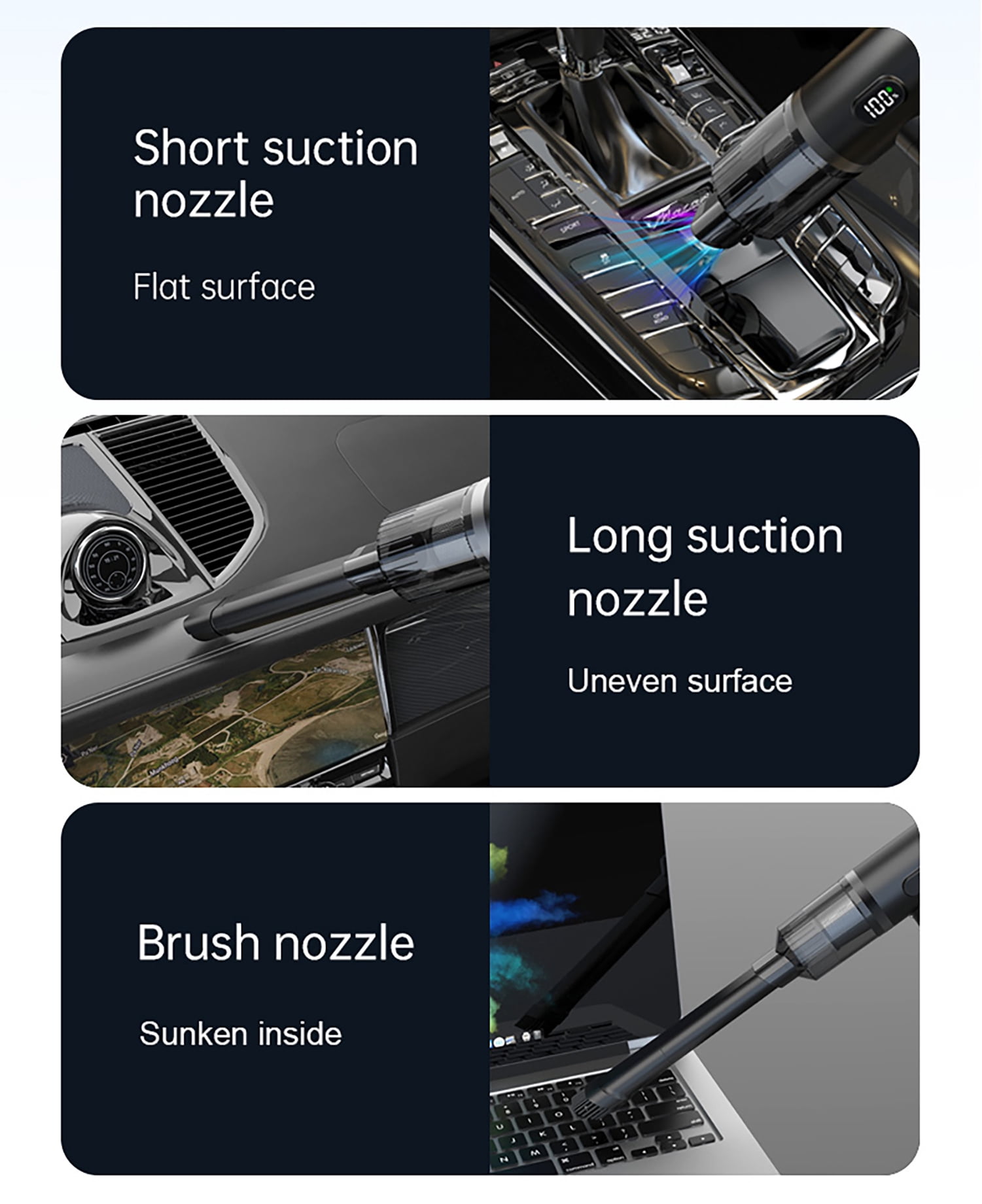 Foldable Car Vacuum Cleaner for Tesla Model 3 Y X S, 4-in-1 Cordless Handheld Vacuum,12000PA High Power, Tesla Mini Portable Car Vacuum with LED, Tesla Model Y 3 X S Accessories 2025-2017