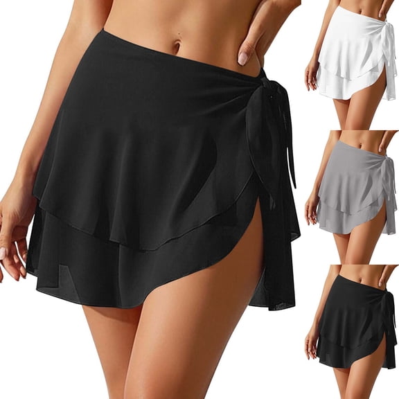OVAFBAU Womens Beach Bottoms Women's Wrap Skirt Casual Beach Cover Up Fashionable Mid Length Half Skirt Bottoms