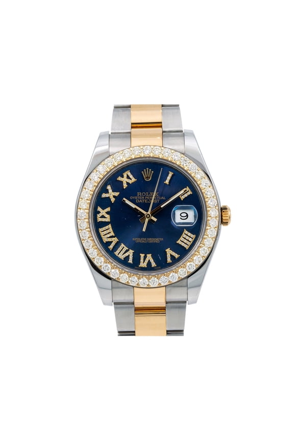 Pre-Owned Rolex Datejust II Diamond Watch, 116333 41mm, Blue Diamond Dial With Two Tone Oyster Bracelet