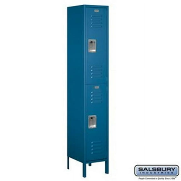 15" Wide Double Tier Standard Metal Locker - 1 Wide - 6 Feet High - 18 Inches Deep - Blue - Unassembled