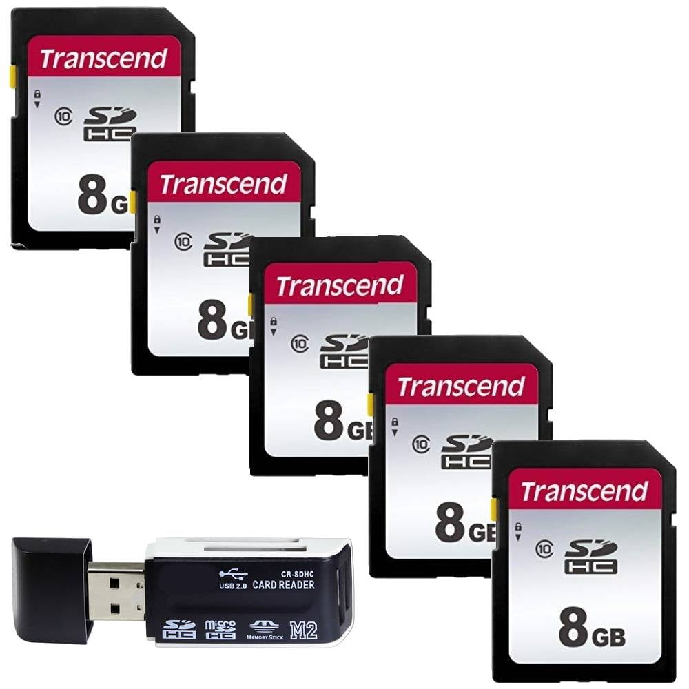 5 Pack Transcend TS8GSDHC10 5 x 8GB SDHC Class 10 Flash Memory Card