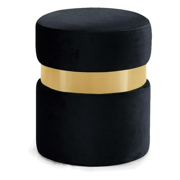 Maklaine Modern / Contemporary Velvet Ottoman/Stool in Black