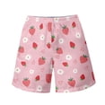 thumbnail image 3 of Binienty Men's Board Shorts Beach Shorts With Strawberry Daisy Print - Quick Dry for Summer Vacation and Water Activities, 3 of 6