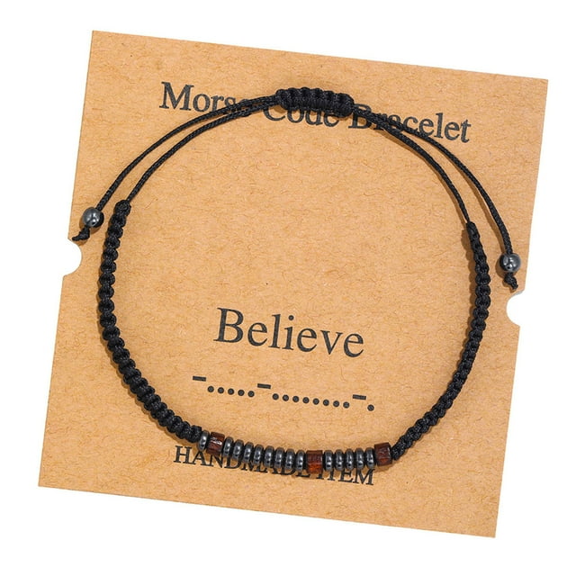 Xihbxyly Pulsera Inspiradora, Diseño de Cuerda de Nailon Ajustable, Dije Único de Cuentas de Madera, Elegantes Detalles de Hematita, Regalo Perfecto para Cumpleaños, Un Recordatorio para Tus Seres Qu
