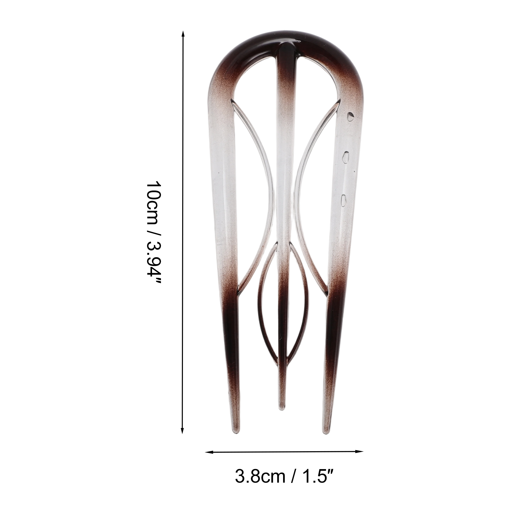 Unique Bargains U-shaped Hair Pin 3.94"x1.50" 1 Pc Transparent Gray,Dark Brown