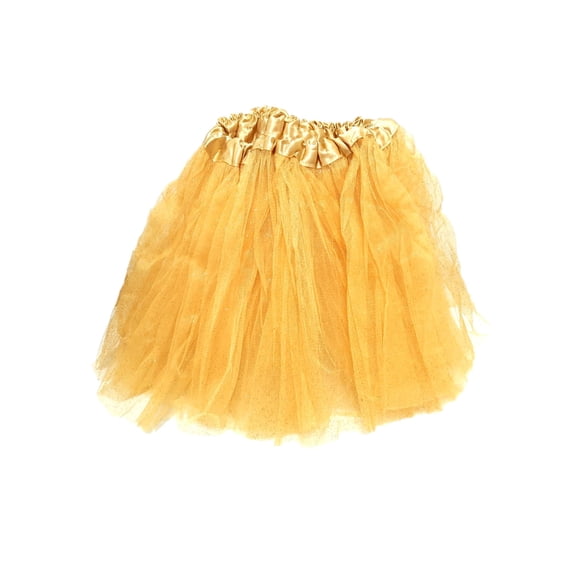 Girls Child Glittering Gold Ballet Tutu 3 Layer Soft Tulle