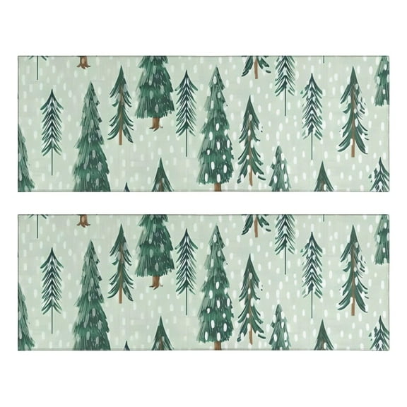 Kitchen Rugs Sets Of 2,Light Green Christmas Tree Pattern Anti Fatigue Kitchen Mat Rugs Non Slip Washable,Decorative Kitchen Floor Mats for Kitchen,Sink,Laundry,17"X47"