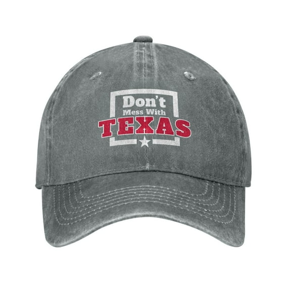 Don't Mess With Texas Baseball Cap Vintage Soft Washed Denim,Golf Dad Hat Adjustable Trucker Hats for Men Women Unisex Adult,Gray