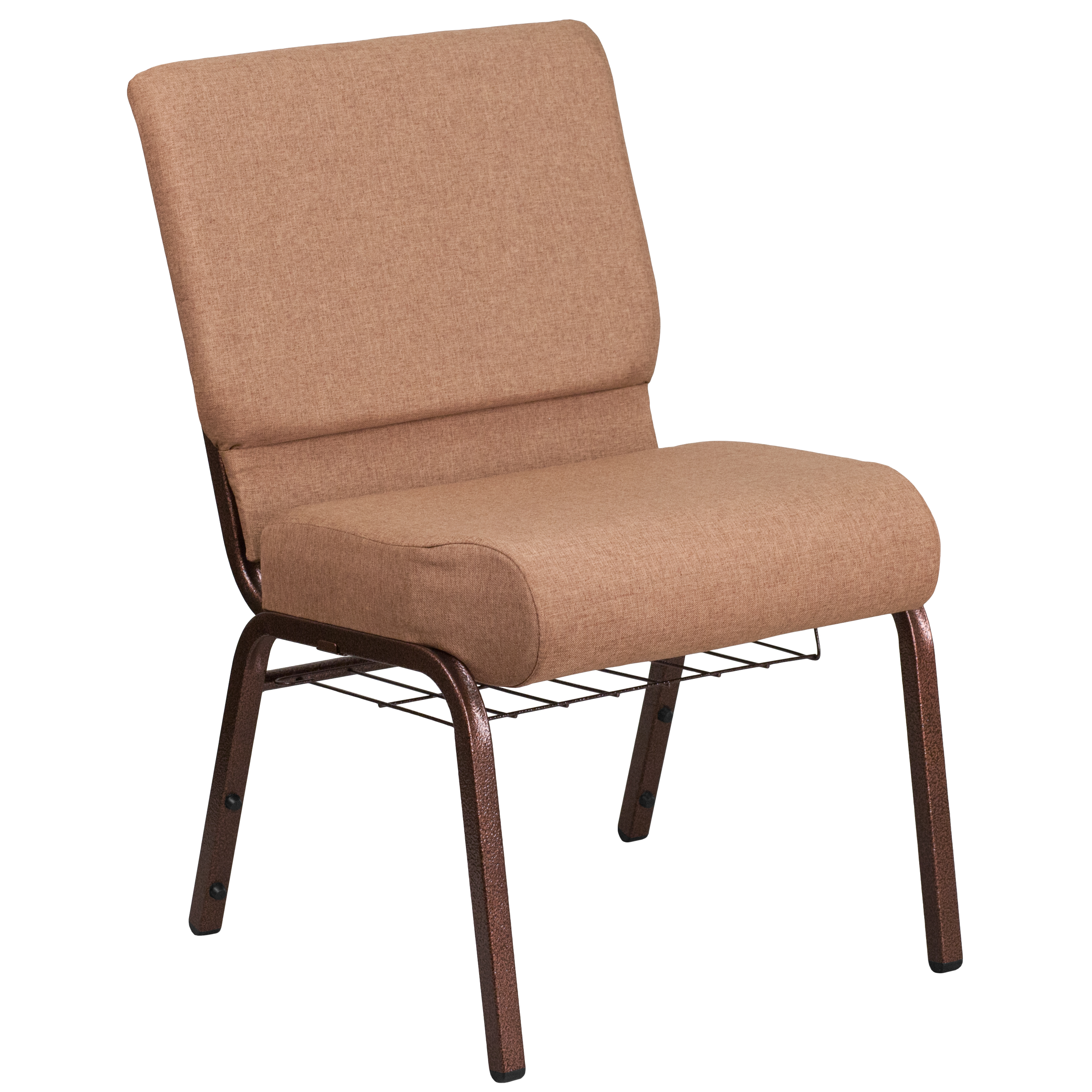 Flash Furniture HERCULES Series 21''W Church Chair in Caramel Fabric with Cup Book Rack - Copper Vein Frame - image 2 of 11
