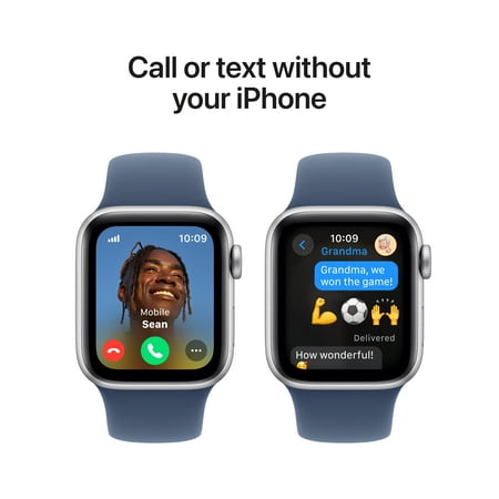Apple Watch SE 2nd Generation (GPS+Cellular) 40mm Aluminum Case with Denim Sport Band - S/M - Silver - (2024)
