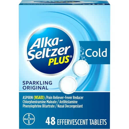Alka-Seltzer Plus Cold, Sparkling Original Effervescent Tablet, 48ct