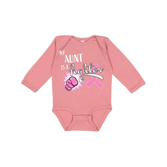Inktastic My Aunt is a Fighter- Breast Cancer Awareness Boys or Girls Long Sleeve Baby Bodysuit