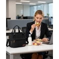 thumbnail image 3 of HOTOR Lunch Box for Women - Dual-Insulated Cooler Bag with Front and 2 Side Pockets, 3-Layer Leakproof, Lunch Tote for Hang & Lift, 11" x 5.5" x 8.7", Black, 3 of 7