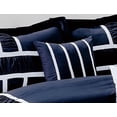 thumbnail image 2 of 7 Piece MARMA Ruffle & Patchwork Clearance bedding Comforter Set Fade Resistant, Wrinkle Free, No Ironing Necessary, Super Soft, All Sizes Queen King CalKing (Cal.King, Navy/White), 2 of 4