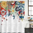 thumbnail image 2 of Bohemian Floral Bathroom Shower Curtains with 12 Hooks Polyester Waterproof Shower Curtain for Stalls and Bathtubs Retro Abstract Flowers Boho Ethnic Decorative Bathroom Privacy Curtain 72x72 Inches, 2 of 9