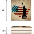 thumbnail image 3 of RYLABLUE Independence Day American Flag Statue of Liberty Set of 4 Coaster for Drinks, Absorbent Ceramic Stone Coasters Cup Mat with Cork Base for Home Kitchen Room Coffee Table Bar Decor, 3 of 4