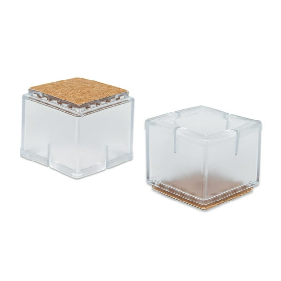 Flyshop Square Flexible PVC Leg Tips with Felt Furniture Chair Leg Caps Floor Protectors, 1-3/16" to 1-3/8", 31 to 36 mm, Transparent, 10Pcs (Type 8)