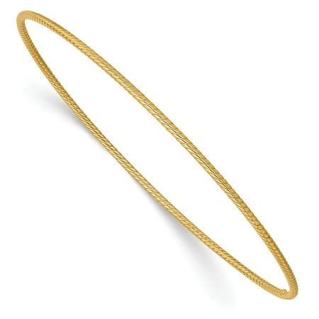 14k Yellow Gold Twisted Bangle - 14K Yellow Gold 1.5 MM Twist Slip-on Bangle, 8