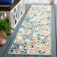 thumbnail image 2 of SAFAVIEH Cabana Tobias Floral Indoor/Outdoor Runner Rug, Green/Navy, 2' x 10', 2 of 8