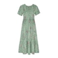 thumbnail image 3 of QJUHUNG Robe Midi à Manches Courtes Imprimée Florale Hawaïenne pour Femmes Robe Fluide avec Poches Tenue de Plage Ample, 3 of 4