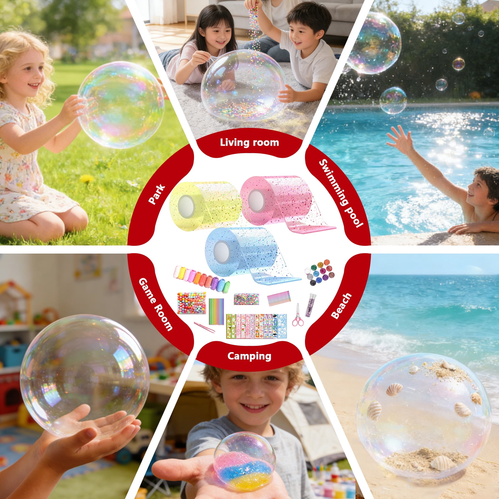 Arcticwind 63Pcs Nano Tape Bubble Kit, Nano Double Sided Adhesive Tape Bubbles,Nano Tape Toys Kit for DIY Party Activities Toys