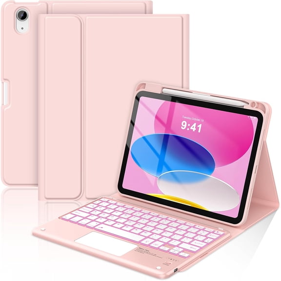 for iPad (A16) 11th/10th Gen Case with Keyboard, Multi-Touch Trackpad