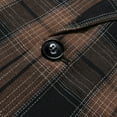 thumbnail image 7 of TFEOQRY Men's Checkered Blazer One Button Long Sleeve Casual Wedding Prom Business Party Suit Jacket Coffee-1, 7 of 7