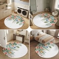 thumbnail image 5 of Tropical Plants Round Area Rug 4Ft Washable Circle Rugs for Bedroom Dining Room, Summer Palm Leaves Flowers Non-Slip Carpet Floor Mats Indoor Outdoor Carpet Runner Aesthetic Home Decor, 5 of 8