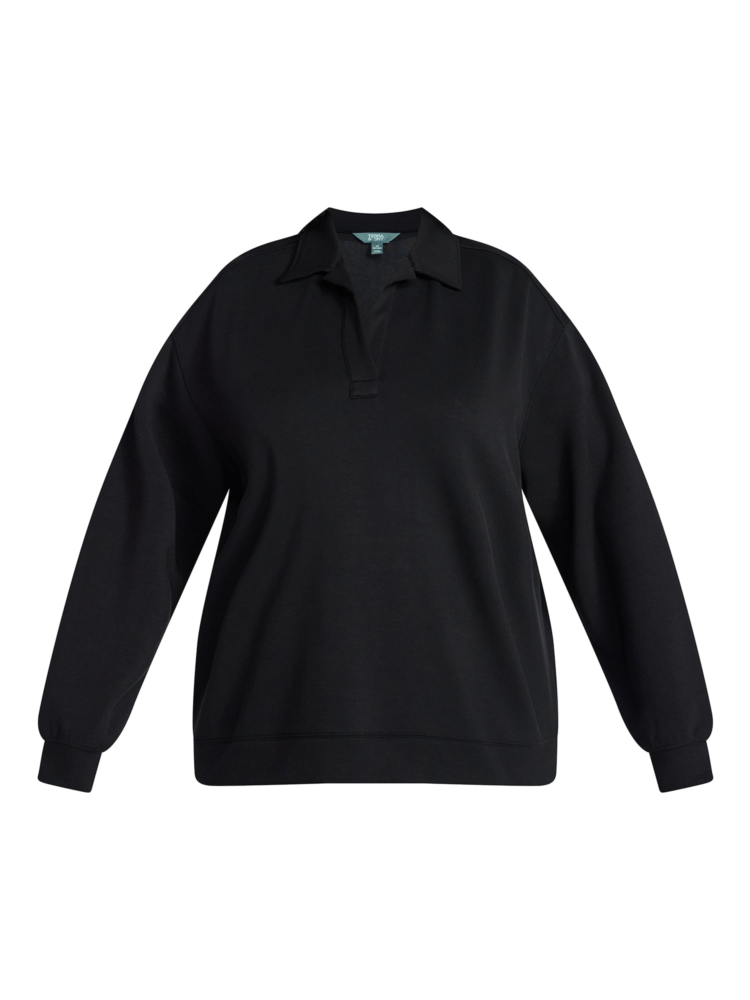 Terra & Sky Women's Plus Size Scuba Knit Layering Top with Long Sleeves, Sizes 0X-5X