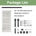 thumbnail image 3 of 36'' x 84'' 3-Piece Frosted Glass Sliding Barn Door – MDF & Solid Wood 3-Lite Interior Closet Door with Installation Hardware Kit, 3 of 8