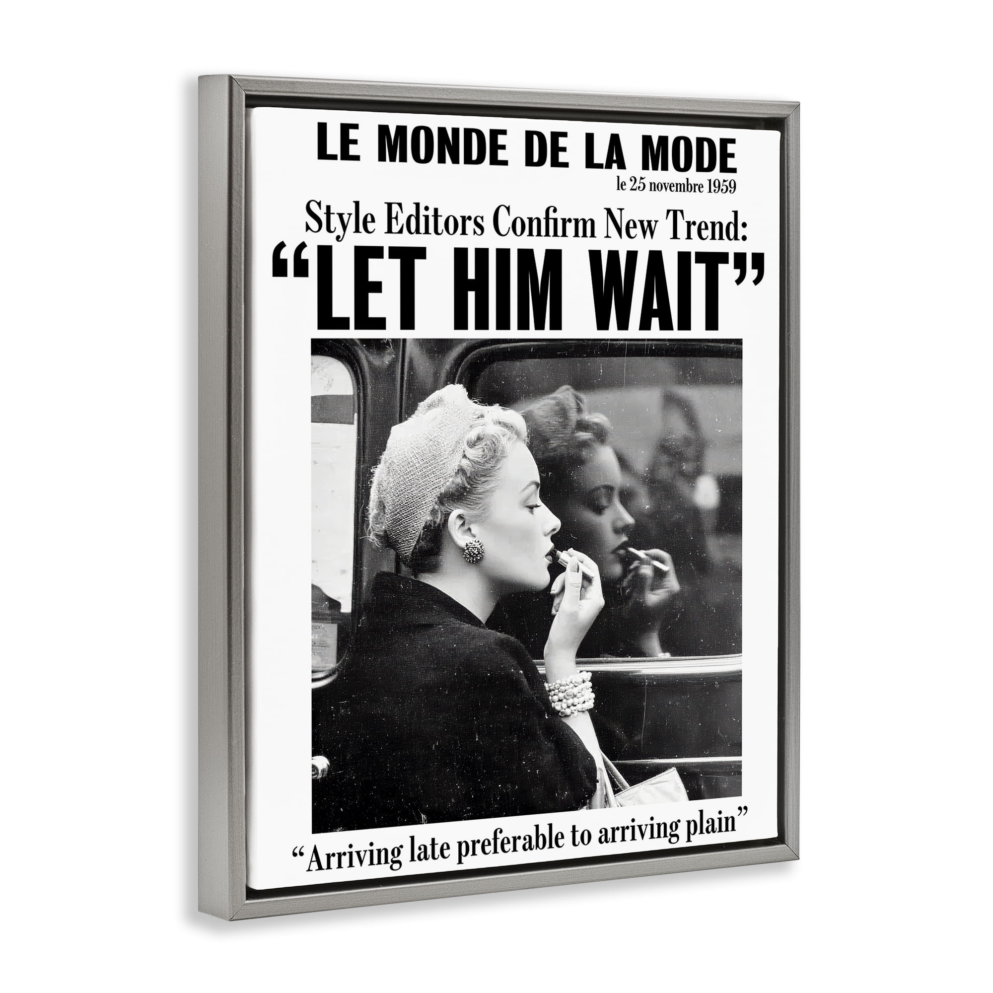 Stupell Industries Let Him Wait Advice Gray Framed Floater Canvas Wall Art, design by Annabelle Hall