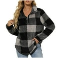 thumbnail image 3 of WMTBSRSW Womens Fashion Sweatshirts Plaid Stand Collar Sherpa Sweatshirts Half Zip Fuzzy Fleece Pullover Casual Loose Fluffy Outerwear Black Medium, 3 of 7