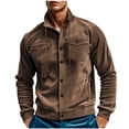 thumbnail image 2 of dzxyzu Men's Corduroy Shirts Casual Long Sleeve Stand Up Collar Shacket Jackets Lightweight Button Down Workwear Coat Tops with 2 Flap Pockets 2024 Winter Saving, 2 of 9