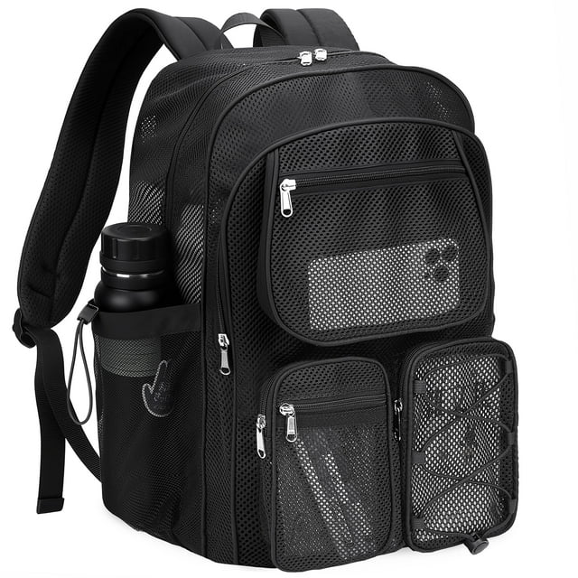 Mochila de malla enttgo Heavy Duty negra para viajes escolares
