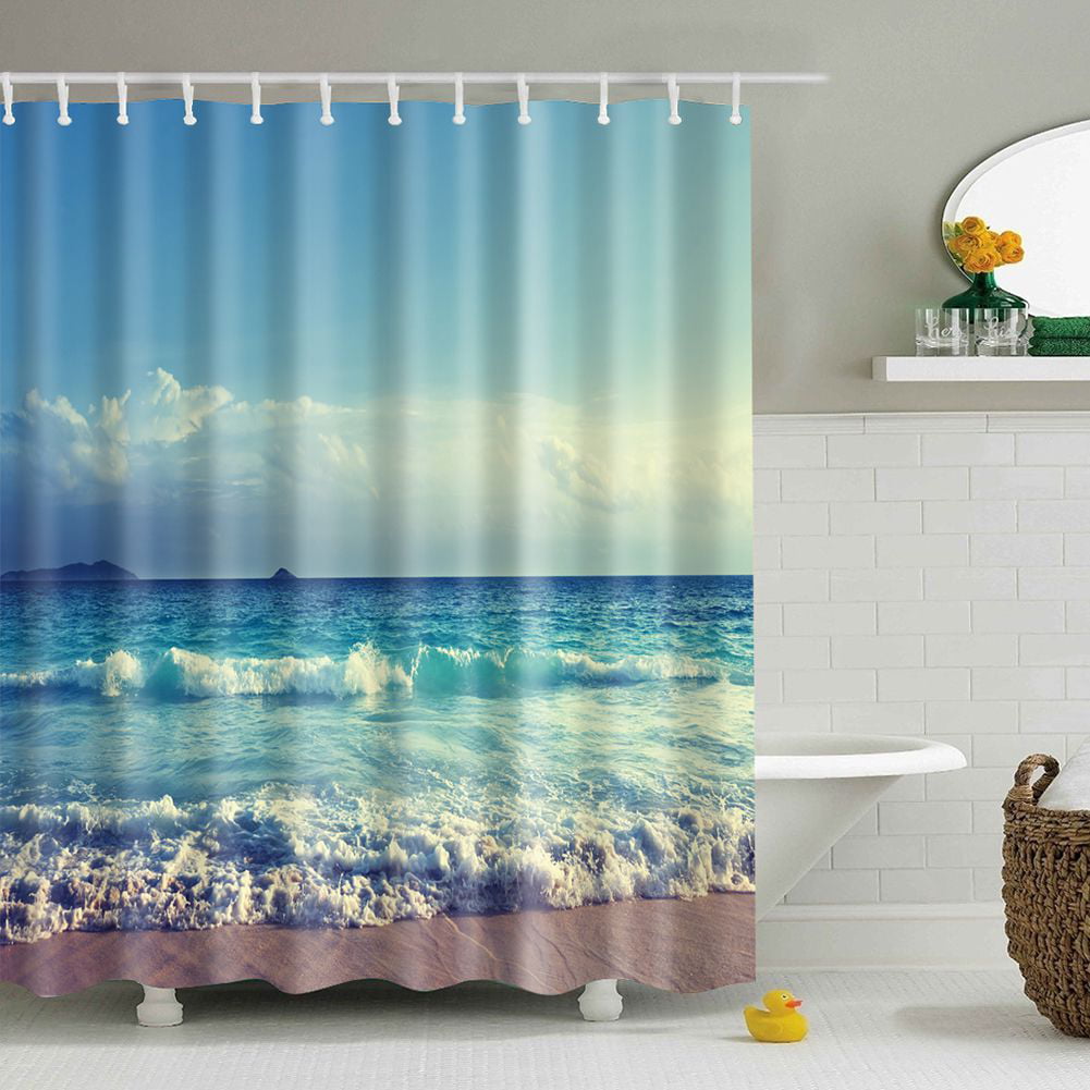 Seaside Sunset Shower Curtains Bathroom Mildew Resistance Waterproof Fabric 