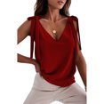 thumbnail image 1 of Camiseta sin mangas con tirantes y tirantes para el hombro, blusa con cuello en V, blusa ajustada con hombros descubiertos, Rojo M, 1 of 6